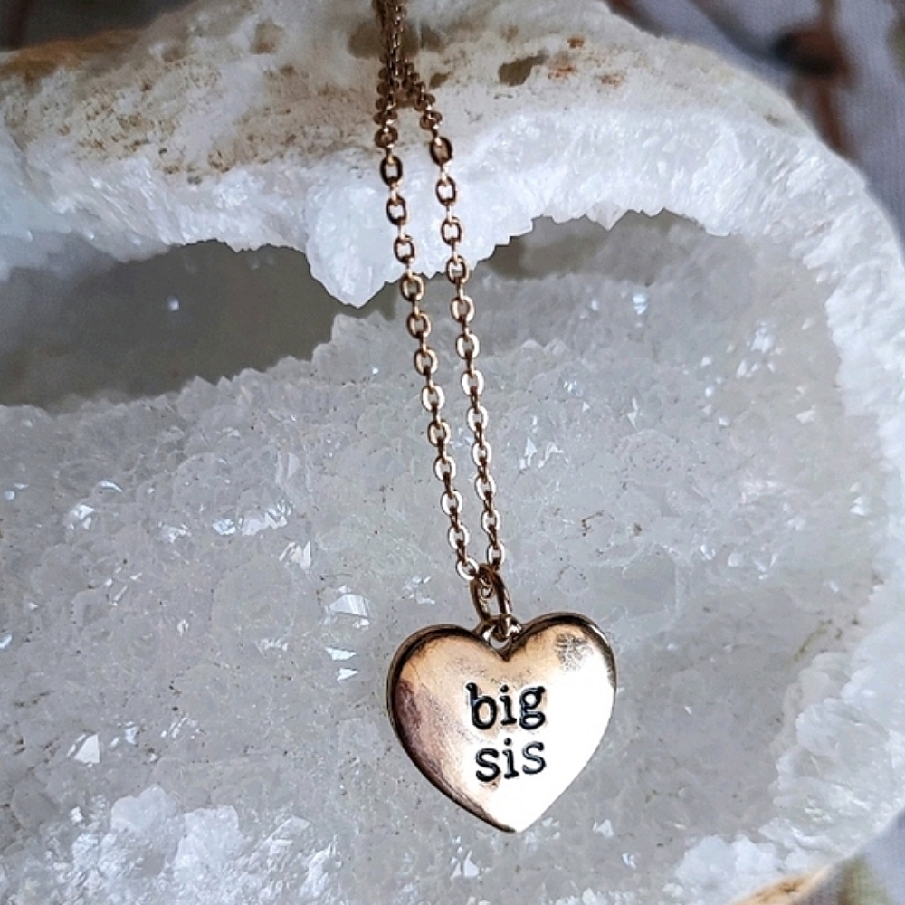 Big Sis Sister Gold Tone Family Expectant Mother Gift Necklace